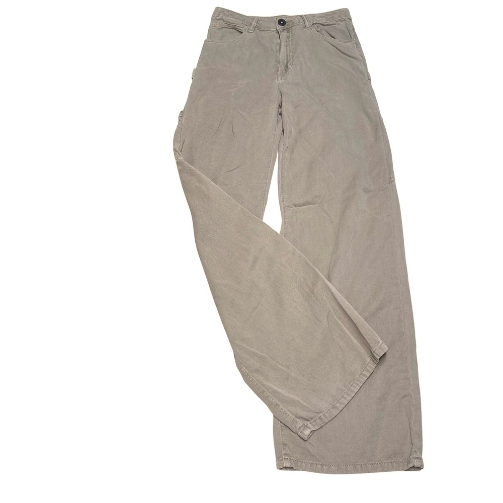 Edyson Womens Wide Leg Carpenter Utility Pants Taupe Brown Linen Blend Size 24